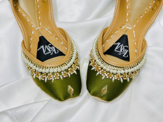 Green white pearl Fancy Khussa by Khussa Master - Khussa Master