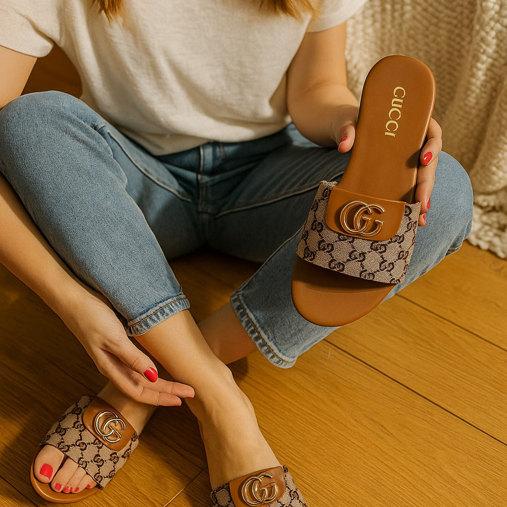 "Gucci mustard slipper for women by Khussa Master"